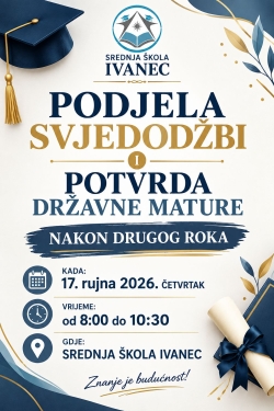 Podjela svjedodžbi i potvrda državne mature nakon drugog roka